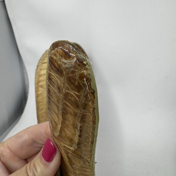 Authentic Crocodile Leather Buckle Belt Size 34 El General Made in Mexico Cream - Picture 12 of 12